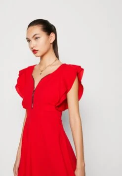 Wal G Danya Ruffle Sleeve Zip Skater Dress - Jerseyjurk - Red -Fashion Verkoop 01e0538493bb4bebb94297c3fa3a3baf
