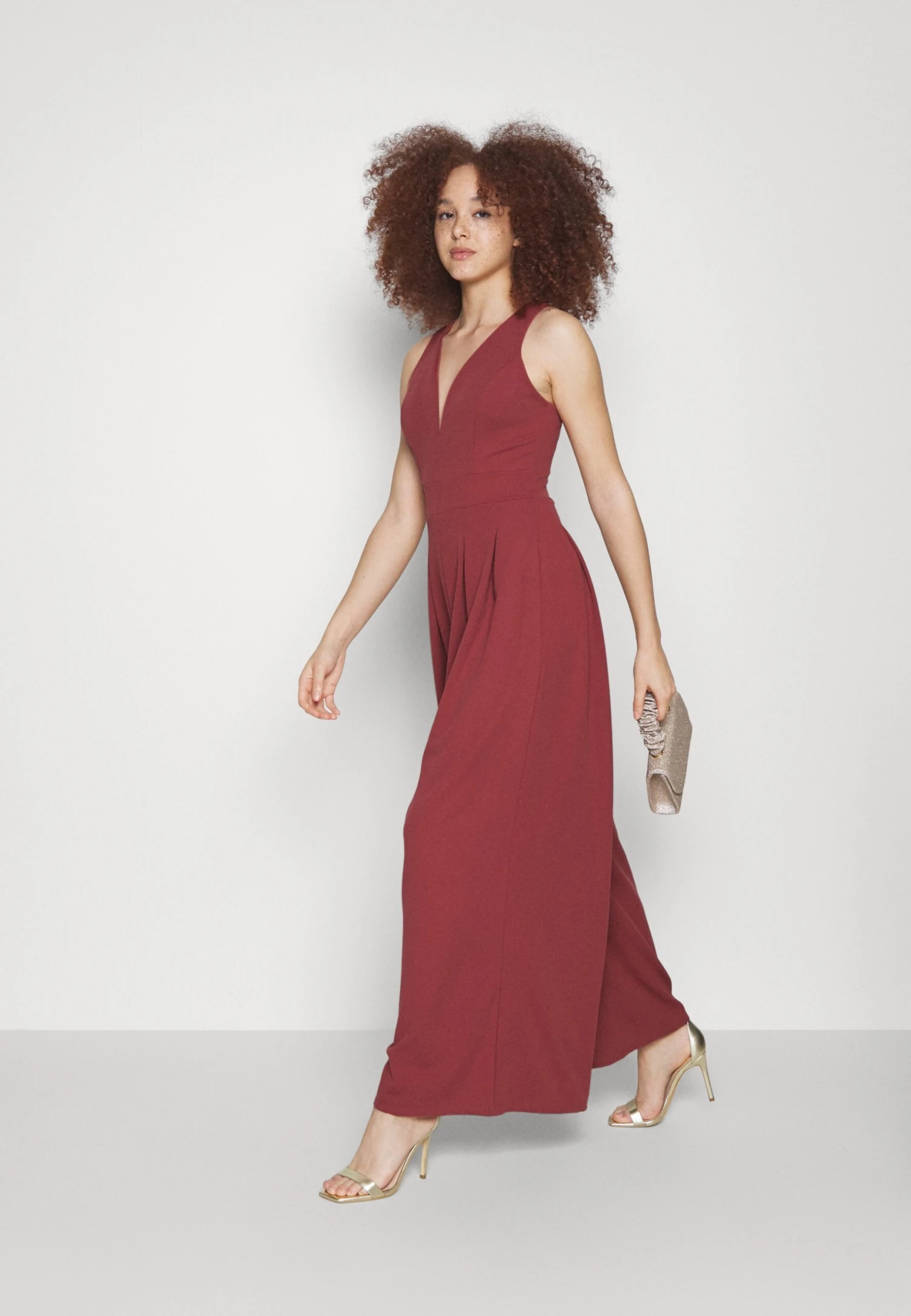 Wal G Alinali Pleated- Jumpsuit - Dark Mauve Pink 4 Wal G Alinali Pleated- Jumpsuit - Dark Mauve Pink - Afbeelding 2