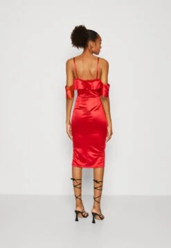 Wal G Gina Ruffle Midi - Cocktailjurk - Red -Fashion Verkoop 103212bc525541b490415a7381c3b93d