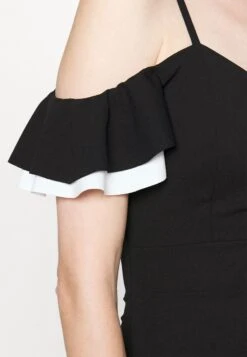 Simah Frill Midi Dress - Jurk - Black/White -Fashion Verkoop 1b4979cef14a41638ec9c97ea128c690