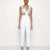 Contrast Plunge - Jumpsuit - White -Fashion Verkoop 268d7655a8914bd590d86dd62f789c38