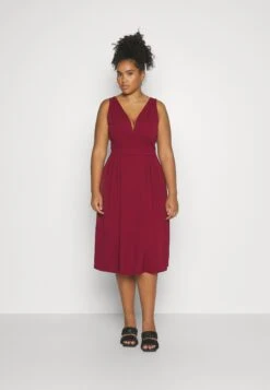 Kandy V Neck Midi - Jurk - Wine
