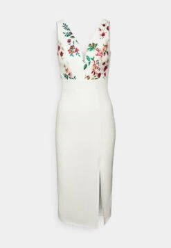 Wal G Embroidered V Neck Rose Midi - Cocktailjurk - White -Fashion Verkoop 2d4209b90ebe43d6ba9143ae304026c2