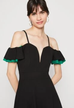 Wal G Lassy Ruffle Mini - Cocktailjurk - Black/Leaf Green -Fashion Verkoop 36235a1ab9374692953a2e0d11f1da78