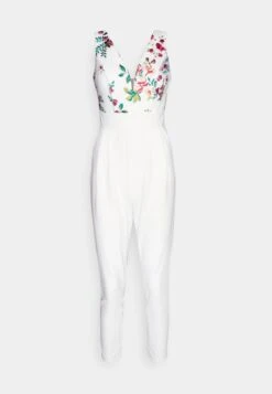 Contrast Plunge - Jumpsuit - White Floral -Fashion Verkoop 41c9228c7a02491dae579eacad80f6bb