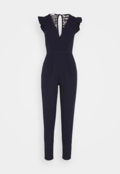 Wal G Ruffle With Back Insert - Jumpsuit - Navy Blue -Fashion Verkoop 46996496f77d4f93bc3876ad9baaf766