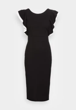 Wal G Kelly Ruffle Sleeve Midi Dress - Cocktailjurk - Black/White -Fashion Verkoop 48c03449f33b4478aaae43a60d55e688