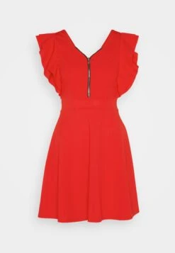 Wal G Danya Ruffle Sleeve Zip Skater Dress - Jerseyjurk - Red -Fashion Verkoop 4ab8f7193b754078b58e24e2514a64eb