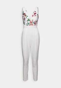 Wal G Print Contrast Plunge- Jumpsuit - White -Fashion Verkoop 594e8789e1aa412fa240243afd2f9fb5