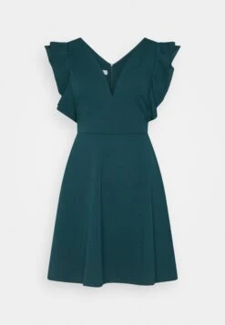 Wal G Lucia V Neck Frill Sleeve Skater Dress - Cocktailjurk - Forest Green -Fashion Verkoop 68cd0a138bb84862b85359733b0cea2d