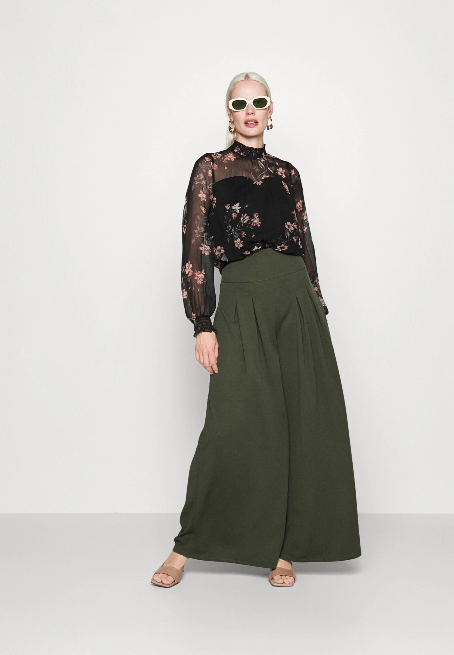 Venisa Wide Leg Trouser - Broek - Dark Khaki 4 Venisa Wide Leg Trouser - Broek - Dark Khaki - Afbeelding 2