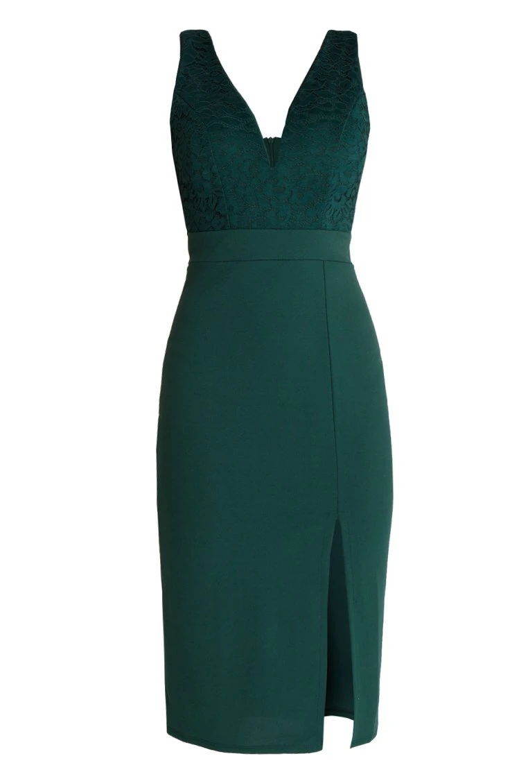 Wal G V Neck Midi Dress - Etui-Jurk - Green 6 Wal G V Neck Midi Dress - Etui-Jurk - Green - Afbeelding 4
