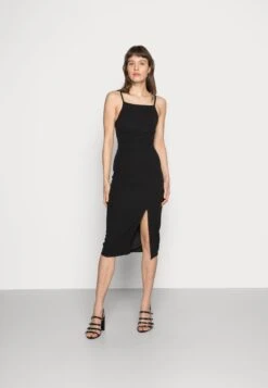 Wal G Strappy Square Neck Midi Dress - Etui-Jurk - Black