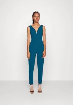 Wal G V Neck - Jumpsuit - Dark Teal Blue
