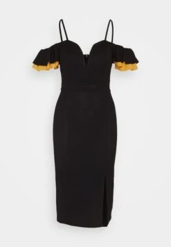 Wal G Simah Frill Midi Dress - Jerseyjurk - Black/Mango -Fashion Verkoop 7dac0af9937a4af185c04e67b41fbc10