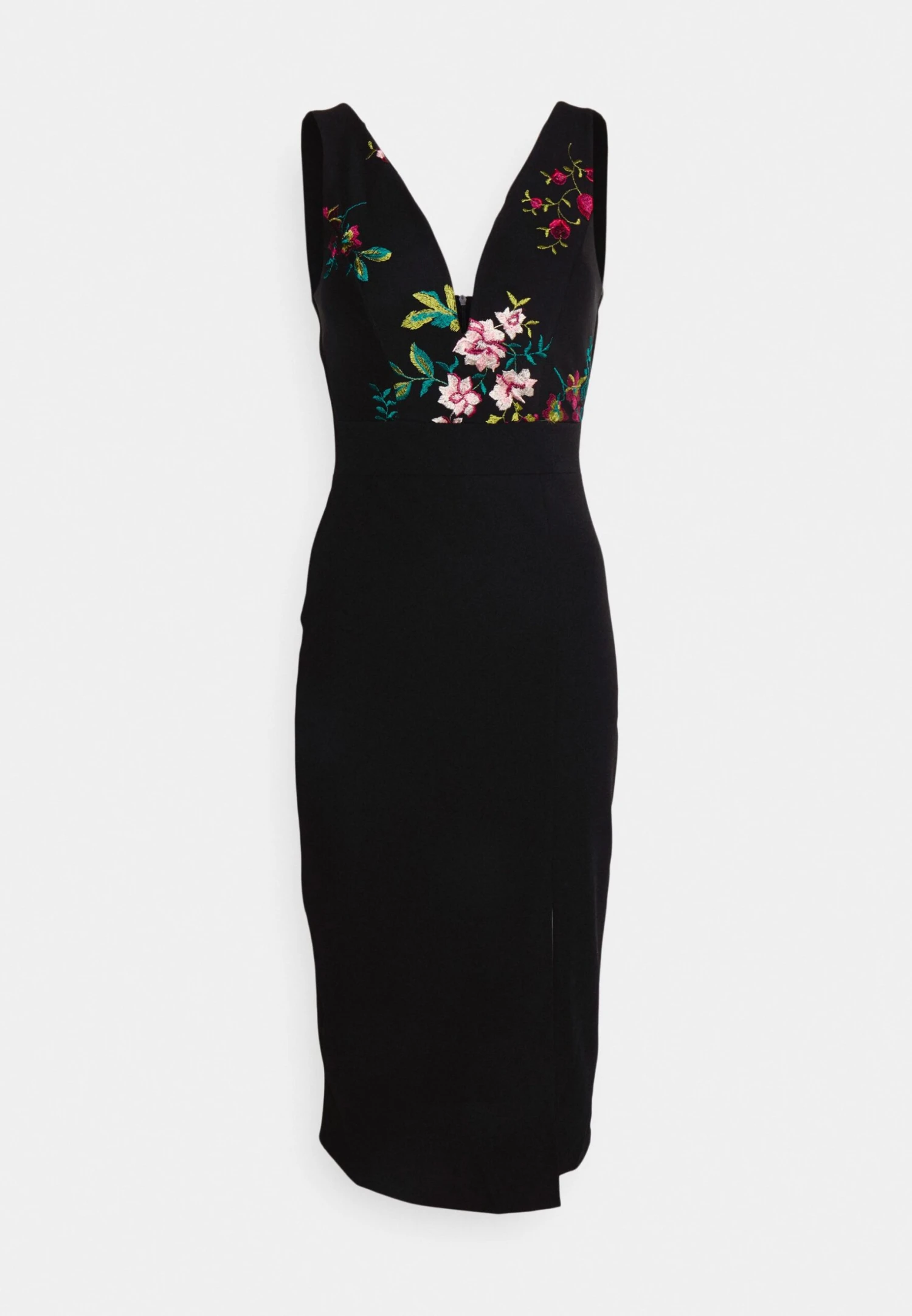 Wal G Embroidered V Neck Rose Midi - Cocktailjurk - Black Floral 7 Wal G Embroidered V Neck Rose Midi - Cocktailjurk - Black Floral - Afbeelding 5