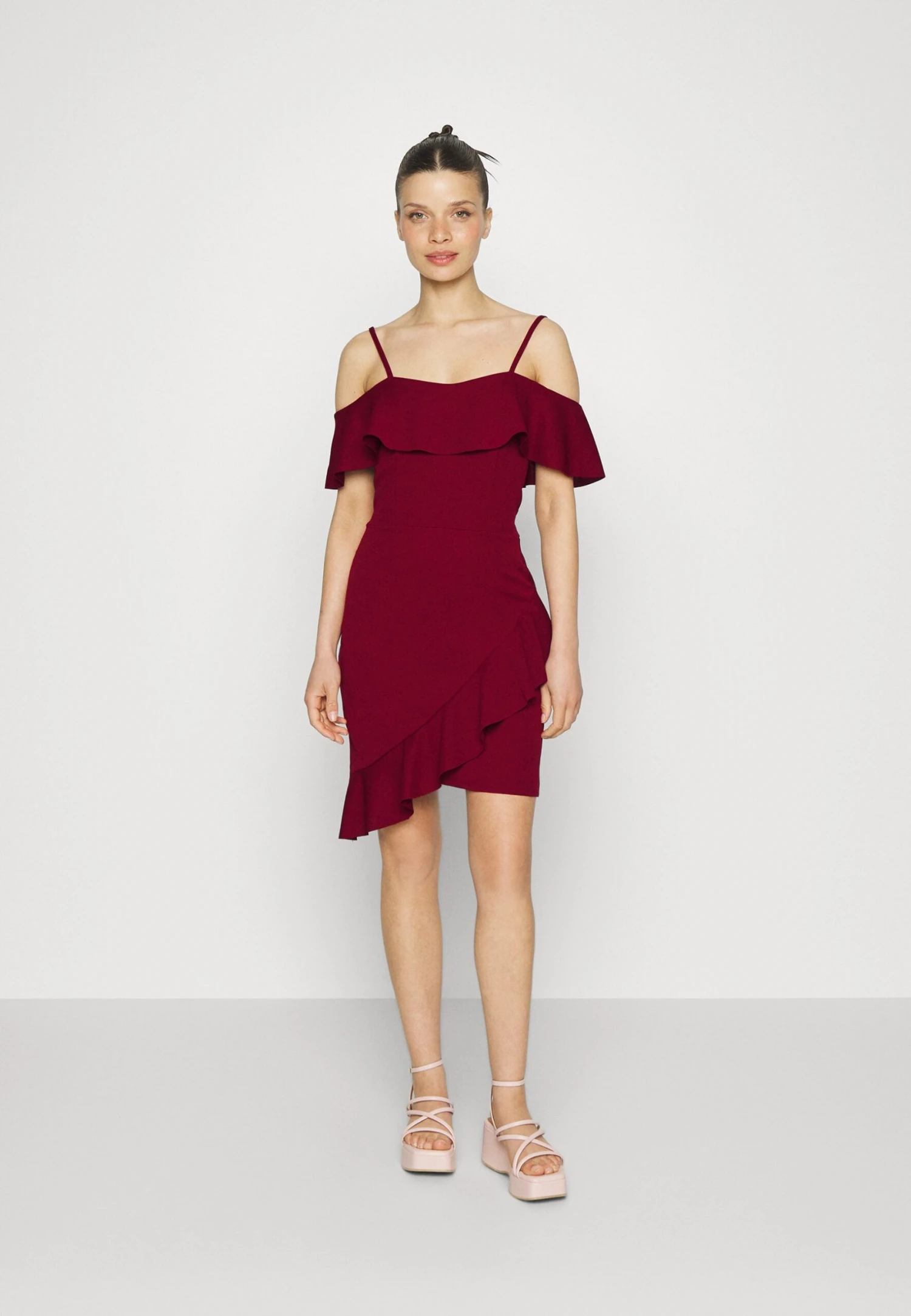 Revra Strappy Frill Skater - Jerseyjurk - Berry Wine 3 Revra Strappy Frill Skater - Jerseyjurk - Berry Wine