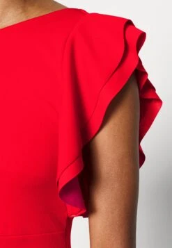 Contrast Frill Sleeve Midi Dress - Jerseyjurk - Red/Fuchsia -Fashion Verkoop 87a87176fa2847e9992bbccefed9bad1