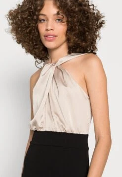 Wal G Marla Knot Halter Midi Dress - Cocktailjurk - Champagne/Black -Fashion Verkoop 8e4dddd7d12f4dbda59490350b40e8ac