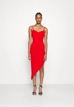 Laila Asymmetric Midi Dress - Jurk - Red