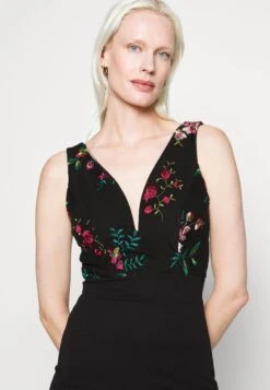 Embroidered V Neck Rose Midi - Jurk - Black Floral -Fashion Verkoop 91831e1d095643f3899e2b3bec2455ed