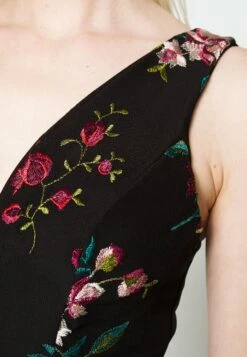Embroidered V Neck Rose Midi - Jurk - Black Floral -Fashion Verkoop 919b815aa7a04d6db25a574a27d6337d