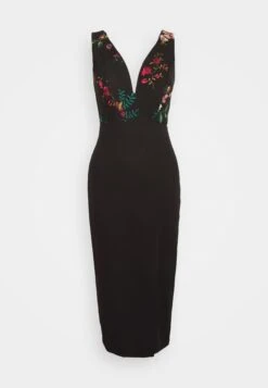 Embroidered V Neck Rose Midi - Jurk - Black Floral -Fashion Verkoop a4d373de98f74dff92ed1d355ce13437