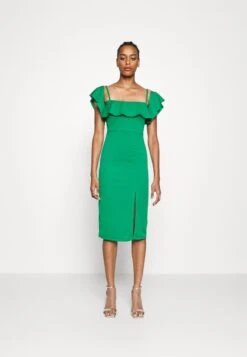 Zimmi Off Shoulder Midi Dress - Jerseyjurk - Leaf Green