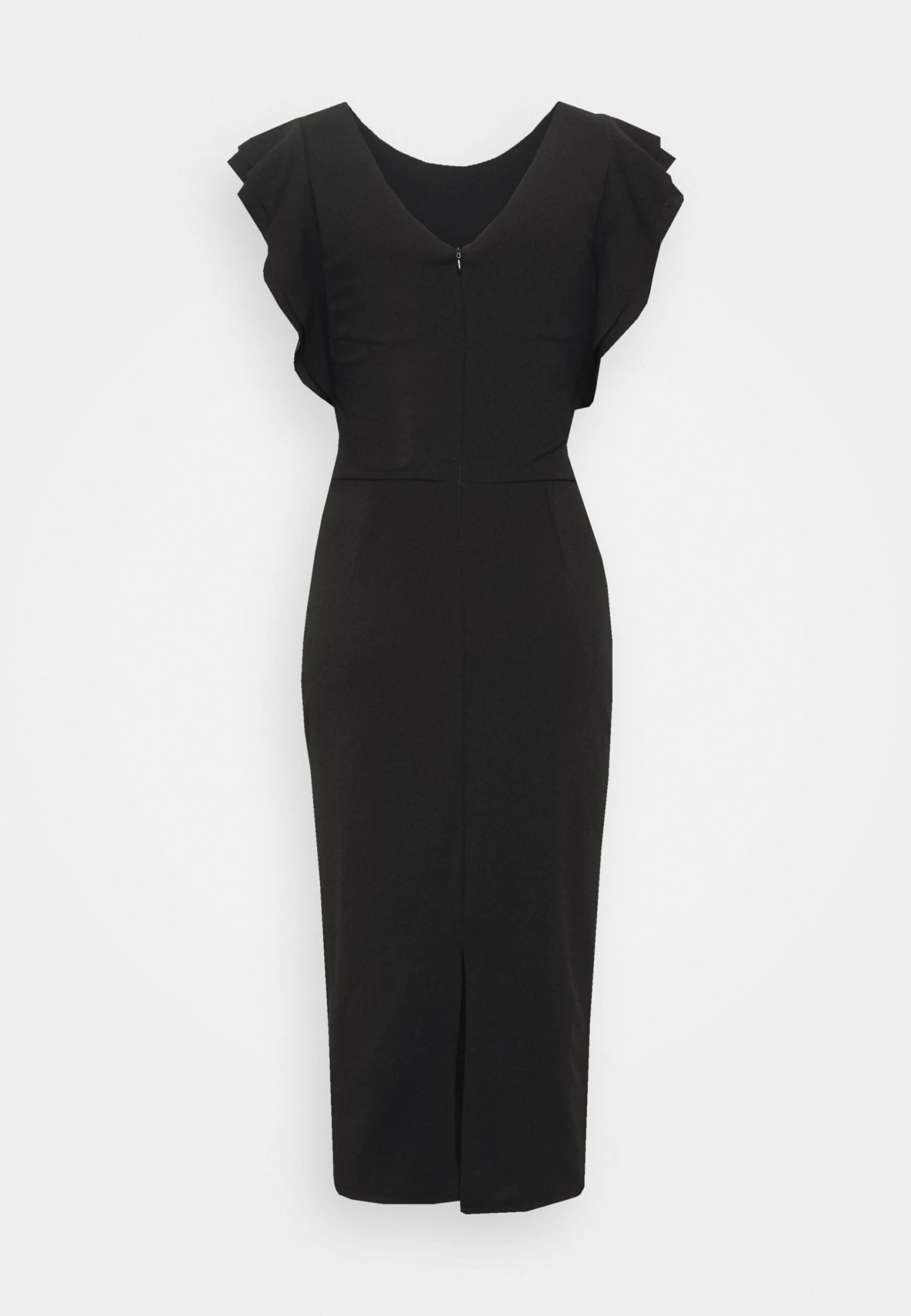 Diana Ruffle Sleeve Midi Dress - Jerseyjurk - Black 4 Diana Ruffle Sleeve Midi Dress - Jerseyjurk - Black - Afbeelding 2
