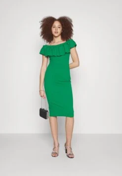 Wal G Himani Frill Neck Midi Dress - Jerseyjurk - Leaf Green -Fashion Verkoop ab50d5cf4b784e96b27aaa9170a99284