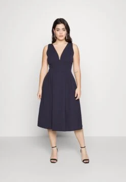 Kandy V Neck Midi - Jurk - Navy Blue