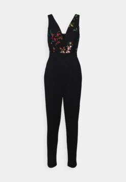 Wal G Print Contrast Plunge- Jumpsuit - Black Floral -Fashion Verkoop ba059ad20b574b2784080a18035492dd