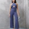Wal G Party Jojo Halter - Jumpsuit - Denim Blue -Fashion Verkoop bfce26da14cb48de812e979ee24c26be