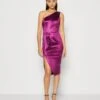 Wal G Niomi One Shoulder Midi - Cocktailjurk - Magenta -Fashion Verkoop c15691eddcd5418ca6bd9fbe4b8d33a0