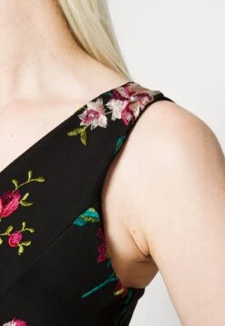 Embroidered V Neck Rose Midi - Jurk - Black Floral -Fashion Verkoop d3b25861738c46a2b29afc90ea1e6d7d