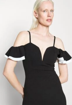 Simah Frill Midi Dress - Jurk - Black/White -Fashion Verkoop d4e9f6fe765e4e4e922f5a50f86fa2b2