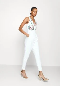 Contrast Plunge - Jumpsuit - White -Fashion Verkoop d65275bf3ef84e1aa919a0559bfb2718