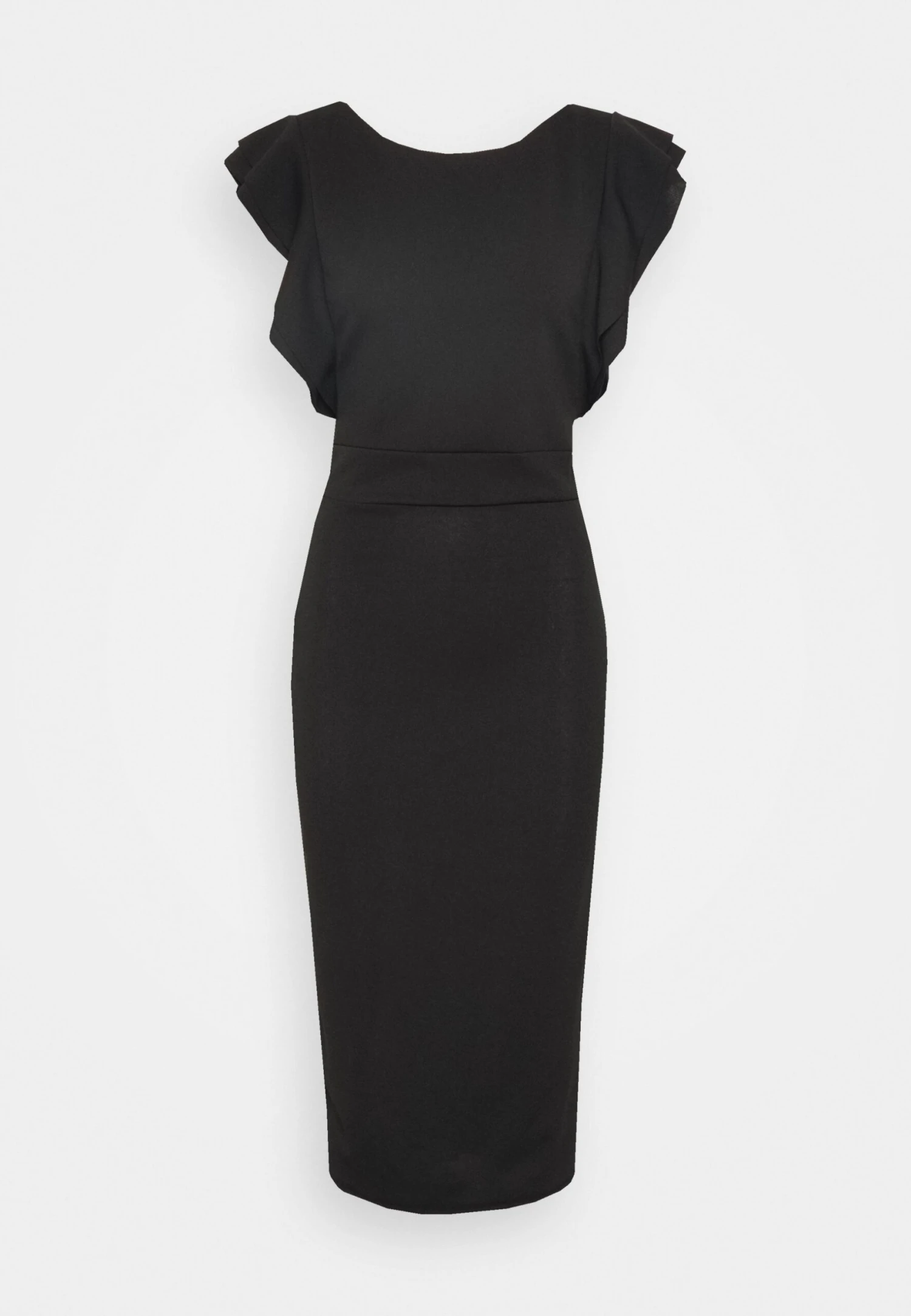 Diana Ruffle Sleeve Midi Dress - Jerseyjurk - Black 3 Diana Ruffle Sleeve Midi Dress - Jerseyjurk - Black