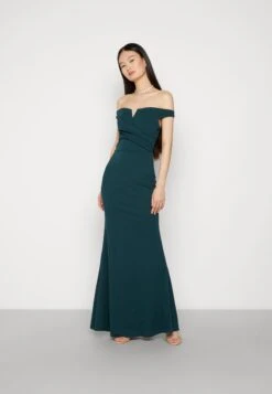Wal G Kia Off The Shoulder Maxi Dress - Galajurk - Forest Green