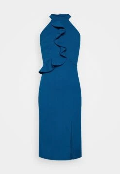 Wal G Sasha Frill Neck Midi Dress - Jerseyjurk - Dark Teal Blue -Fashion Verkoop df5a7d82b034463b9d064a143fd0d36c