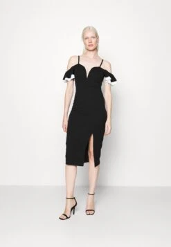 Simah Frill Midi Dress - Jurk - Black/White
