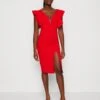 Wal G V Neck Ruffle Sleeve Midi Dress - Jerseyjurk - Red/Fushia -Fashion Verkoop efa4d2b4828943b19a987657035aac02